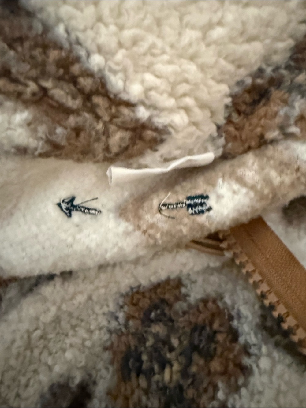 The Upside Cream & Brown Patterned Sherpa Half-Zip Pullover - Picture 6 of 7